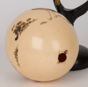 An antique Japanese gold lacquered decorated ostrich egg ornament on original lacquered stand shaped as a bird claw, Meiji period, 19th century, 26cm high. PROVENANCE: Purchased at Christie's Auctions South Kensington, London in the late 1980s for $2000. - 6