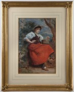 WILLIAM POWELL FRITH R.A. (1819-1909), At The Spring, watercolour, signed lower right "W.P. Frith, 1879", ​​​​​​​Atkinson Art Gallery label verso, with associated news clipping, 44 x 30cm, 72 x 57cm overall - 2