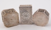 Two Burmese silver boxes, together with a Chinese silver plated pierced box, 19th/20th century, (3 items), the largest 8cm wide - 3