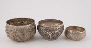 Three assorted Asian silver and silver plated bowls the largest 7.5cm high, 12cm diameter