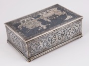 A Thai silver and niello cigarette box with timber lining, 20th century, ​​​​​​​15cm wide - 3