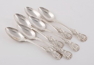 Set of six Georgian sterling silver King's pattern teaspoons by Thomas Watson of Newcastle, circa 1807-1808, 14cm long, 120 grams total
