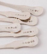 Set of six Georgian sterling silver King's pattern teaspoons by Thomas Watson of Newcastle, circa 1807-1808, ​​​​​​​14cm long, 120 grams total - 2