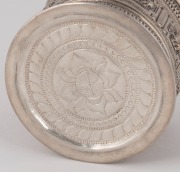 A Burmese coin silver circular box, 20th century, ​​​​​​​6.5cm high, 7cm diameter, 114 grams - 2