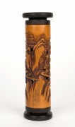 An antique Chinese carved bamboo incense holder, Qing Dynasty, 19th century, ​​​​​​​23.5cm long - 2