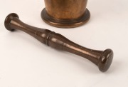 An antique English bronze apothecary pestle and mortar, circa 1850, the mortar 14cm high, 18cm diameter   - 2