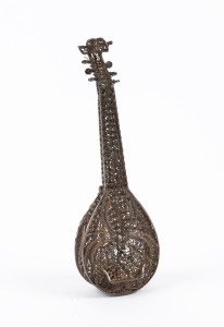 A Continental sterling pomander in the form of a lute, circa 1900, 10cm long, 15 grams