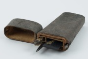 A Georgian grey shagreen drawing instrument case with partial contents consisting of ebony rule, ivory handled drafting pen, two nibs, compass and later steel rule, circa 1790, the case 18cm high - 2