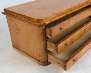 A Biedermeier satin birch collector's cabinet chest of three drawers, 19th century, 41cm high, 100cm wide, 48cm deep - 2