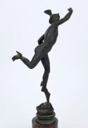 MERCURY the God of eloquence, Grande Tour patinated bronze statue on rouge marble base, circa 1860, 37cm high - 4