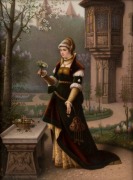 K.P.M. antique German porcelain plaque titled "IN THE PARK" after BODENMULLER, 19th century, 25.5 x 19cm, 47 x 37cm overall - 2