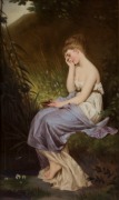 K.P.M. antique German porcelain plaque titled "Sorrowing Psyche" signed "W. STURM, Dresden, 1885", ​​​​​​​33 x 20cm, 41 x 29cm overall - 2