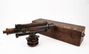 TROUGHTON & SIMMS of London, antique surveying sight in mahogany case, 19th century, the case 52cm wide