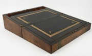 An antique English walnut writing box with brass nameplate, escutcheon and binding, 19th century, ​​​​​​​16cm high, 40cm wide, 24cm deep - 2