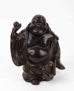 A Chinese heavy cast bronze statue of Buddha, 20th century, ten character mark to back, ​​​​​​​27cm high