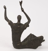 ARTIST UNKNOWN, seated figure in cast bronze, mid 20th century, signed (illegible), ​​​​​​​23cm high - 2