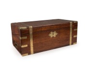 An impressive antique English brass bound rosewood writing box, mid 19th century, ​​​​​​​20.5cm high, 50.5cm wide, 28cm deep