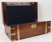 An impressive antique English brass bound rosewood writing box, mid 19th century, ​​​​​​​20.5cm high, 50.5cm wide, 28cm deep - 3