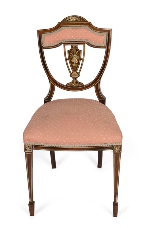 A Sheraton Revival salon chair, rosewood and marquetry, late 19th century, 84cm high