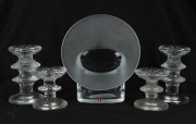 TIMO SARPANEVA&nbsp;"Marcella" glass vase and two pairs of candlesticks for ITTALA, (5 items), the vase 18cm high