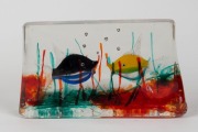 CENEDESE Murano aquarium glass fish block with two fish, by ALFREDO BARBINI, A/F, 13cm high, 23cm wide, 6cm deep - 3