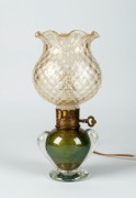 SEGUSO green Murano glass lamp and shade with gold inclusion,&nbsp; 31cm high&nbsp;