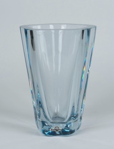 A Scandinavian blue glass vase, circa 1950s, signed (illegible), 23cm high