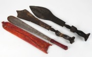 Three tribal knives, including Kuba tribe, African origin, ​​​​​​​the largest 54cm long