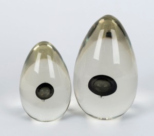 CENEDESE Murano glass paperweights (2), by ANTONIA DA ROS, one bearing original foil label, 14cm and 11cm high