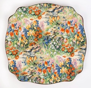 ROYAL STAFFORDSHIRE POTTERY English chintz floral porcelain plate, circa 1920s, stamped "A.J. Wilkinson Ltd. Royal Staffordshire Pottery", ​​​​​​​23cm wide