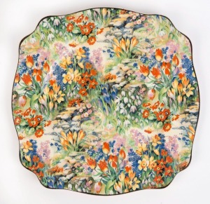 ROYAL STAFFORDSHIRE POTTERY English chintz floral porcelain plate, circa 1920s, stamped "A.J. Wilkinson Ltd. Royal Staffordshire Pottery", 23cm wide
