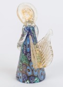 CAMPANELLA Murano glass Christmas angel statue, original foil label "Campanella L. Murano, Made In Italy", ​​​​​​​11cm high - 2