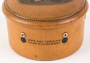 SEWING: Mauchline ware six spool cotton thread dispenser, emblazoned "The Prince & Princess Of Wales", "Crowned Near Abbotsford The Seat Of Sir Walter Scott", and "Bryburgh Abbey", 19th century. Bearing a lithograph paper label inside the lid "CLARK & Co. - 2