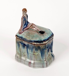 A German Art Deco figural porcelain jewellery box, circa 1930s, 15cm high