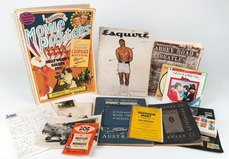 INTERESTING ASSORTMENT including 1968 (April) controversial "The Passion of Muhammed Ali" edition of Esquire Magazine, the front cover showing Ali's torso penetrated by arrows, alluding to the civil right issues and Vietnam War protests plaguing the natio