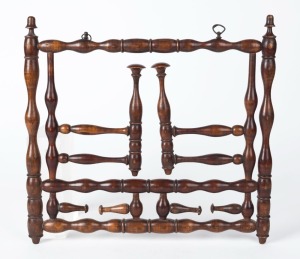 A Georgian treen ware campaign folding coat rack, 18th/19th century, ​​​​​​​33cm high, 36cm wide