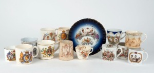 ROYALTY WARE, assorted teacups, mugs, beaker and plate, 19th and 20th century, (14 items), the plate20.5cm diameter