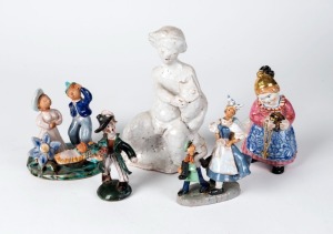 Five assorted Austrian and European terracotta statues, early to mid 20th century, the largest 19cm high