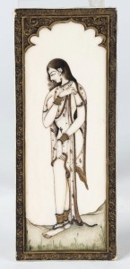 An Indian portrait of a lady painted on ivory, 19th/20th century, 15 x 6cm