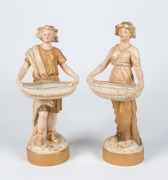 ROYAL DUX pair of Austrian porcelain statues, early 20th century, pink triangular mark to bases, ​​​​​​​28cm and 29cm high