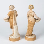 ROYAL DUX pair of Austrian porcelain statues, early 20th century, pink triangular mark to bases, ​​​​​​​28cm and 29cm high - 4