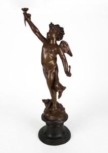 A cast bronze cupid statue, 20th century, ​​​​​​​63cm high