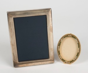 A sterling silver photo frame, together with an Italian micro-mosaic picture frame, 20th century, (2 items), ​​​​​​​16cm and 9cm high