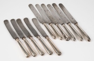 Eleven assorted antique knives with silver handles and steel blades, 19th century, the largest 28cm long