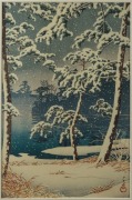 KAWASE HASUI (1883-1957), I.) Senzoku Pond In The Snow, II.) Winter in Tokyo, woodblocks, 33 x 22cm, 61 x 40cm each overall - 2