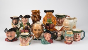 Thirteen assorted English ceramic character and Toby jugs, predominantly by SYLVAC, 20th century, the largest 22cm high