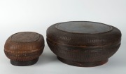 Two woven rattan and lacquered boxes, 20th century,  ​​​​​​​the larger 16cm high, 36cm diameter - 2