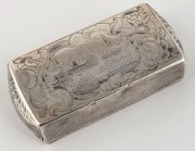 A Russian silver snuff box with engraved city scene top with remains of niello decoration, Moscow, circa 1840, 10cm wide, 97 grams - 2