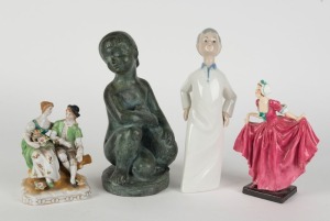 Four assorted porcelain statues including Royal Doulton, Spanish, and German, 20th century, the largest 24cm high