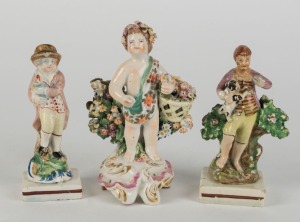 Three antique English porcelain statues, 18th and early 19th century, ​​​​​​​the largest 13cm high